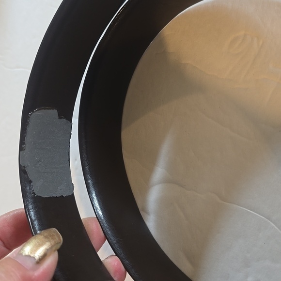 Mens Dark Brown Leather Belt w/ Gold tone Buckle Neutral Minimalist FLAW Sz.M/L - Picture 3 of 9